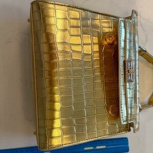 Gold Crocodile-Embossed Women's Handbag